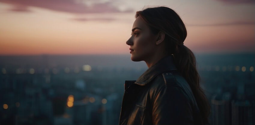 woman looking to the horizon